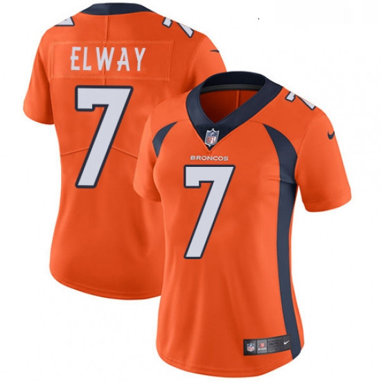 Womens Nike Denver Broncos 7 John Elway Orange Team Color Vapor Untouchable Limited Player NFL Jerse