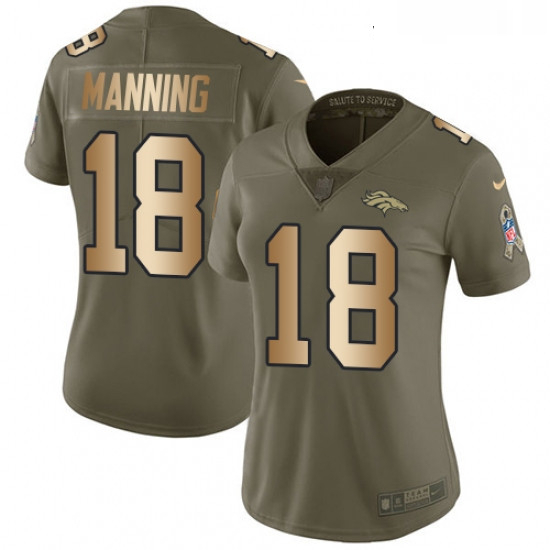 Womens Nike Denver Broncos 18 Peyton Manning Limited OliveGold 2017 Salute to Service NFL Jersey