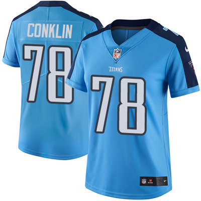 Nike Titans #78 Jack Conklin Light Blue Team Color Womens Stitched NFL Vapor Untouchable Limited Jer