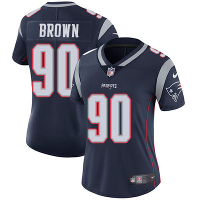 Nike Patriots #90 Malcom Brown Navy Blue Team Color Womens Stitched NFL Vapor Untouchable Limited Je