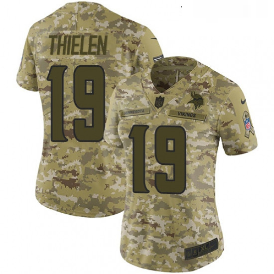 Womens Nike Minnesota Vikings 19 Adam Thielen Limited Camo 2018 Salute to Service NFL Jersey