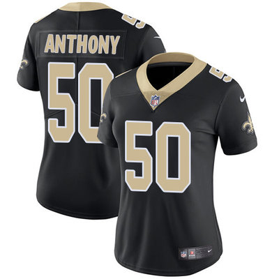 Nike Saints #50 Stephone Anthony Black Team Color Womens Stitched NFL Vapor Untouchable Limited Jers