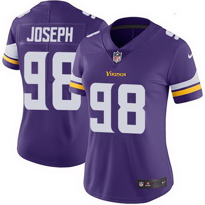 Nike Vikings #98 Linval Joseph Purple Team Color Womens Stitched NFL Vapor Untouchable Limited Jerse