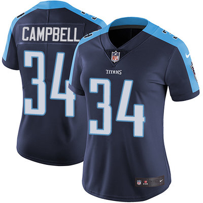 Nike Titans #34 Earl Campbell Navy Blue Alternate Womens Stitched NFL Vapor Untouchable Limited Jers