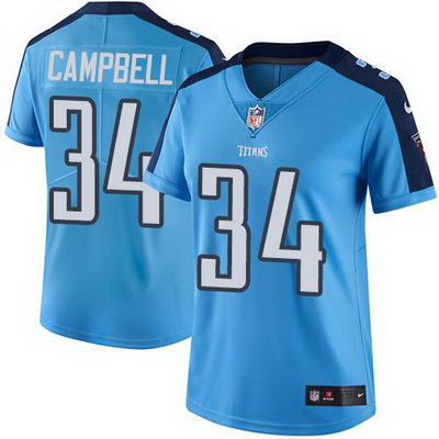 Nike Titans #34 Earl Campbell Light Blue Team Color Womens Stitched NFL Vapor Untouchable Limited Je