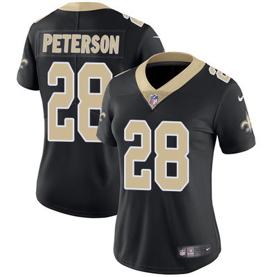 Nike Saints #28 Adrian Peterson Black Team Color Womens Stitched NFL Vapor Untouchable Limited Jerse