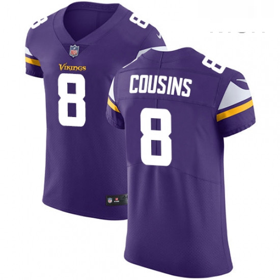 Mens Nike Minnesota Vikings 8 Kirk Cousins Purple Team Color Vapor Untouchable Elite Player NFL Jers