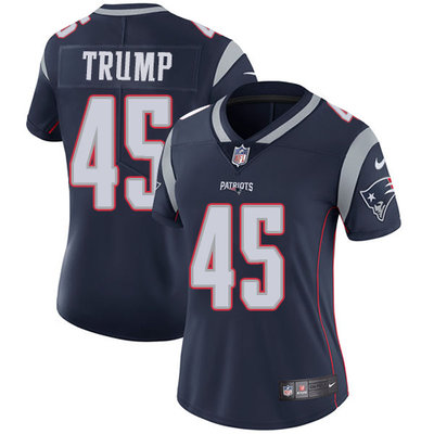 Nike Patriots #45 Donald Trump Navy Blue Team Color Womens Stitched NFL Vapor Untouchable Limited Je