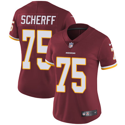 Nike Redskins #75 Brandon Scherff Burgundy Red Team Color Womens Stitched NFL Vapor Untouchable Limi