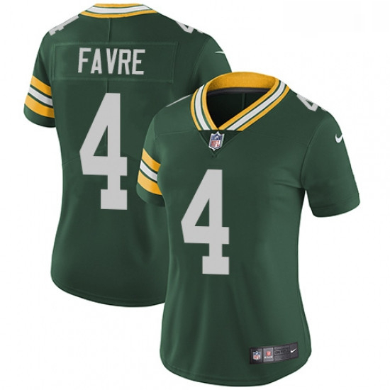 Womens Nike Green Bay Packers 4 Brett Favre Green Team Color Vapor Untouchable Limited Player NFL Je