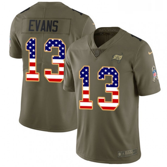 Youth Nike Tampa Bay Buccaneers 13 Mike Evans Limited OliveUSA Flag 2017 Salute to Service NFL Jerse