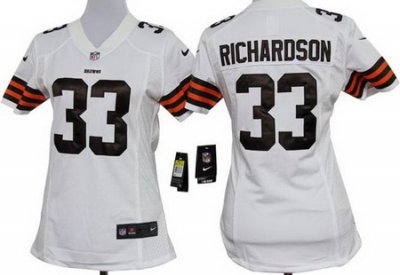 Women's Nike Cleveland Browns 33# Trent Richardson White Nike NFL Jerseys