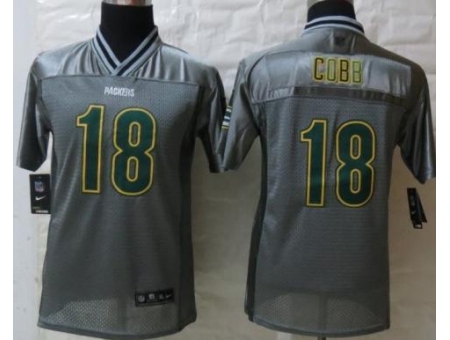 Youth Nike Green Bay Packers 18 Randall Cobb Grey Vapor Elite Jerseys