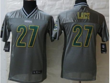 Youth Nike Green Bay Packers 27 Eddie Lacy Elite Grey Vapor NFL Jerseys