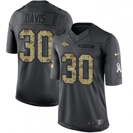 Youth Nike Denver Broncos 30 Terrell Davis Limited Black 2016 Salute to Service NFL Jersey