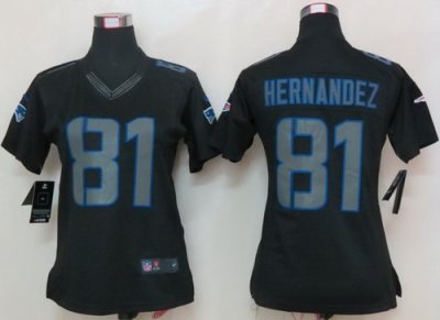 Women Nike New England Patriots 81 Hernandez Black Impact LIMITED NFL Jerseys