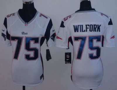 Women Nike New England Patriots 75 Vince Wilfork White NFL Jerseys