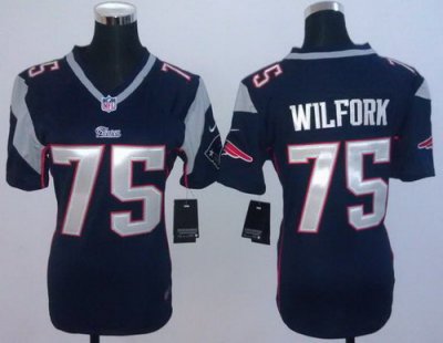 Women Nike New England Patriots 75 Vince Wilfork Blue NFL Jerseys