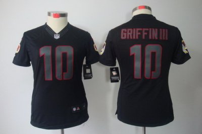 Women Nike Washington Redskins 10# Robert Griffin III Black Jerseys(Impact Limited)