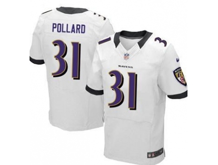 Nike Baltimore Ravens 31 Bernard Pollard White Elite NFL Jersey