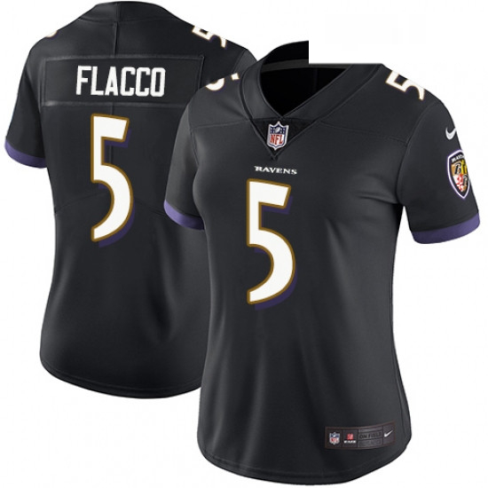 Womens Nike Baltimore Ravens 5 Joe Flacco Black Alternate Vapor Untouchable Limited Player NFL Jerse