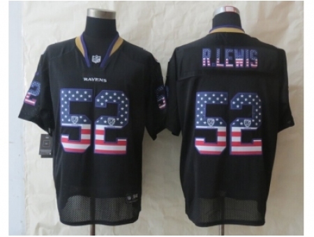 Nike Baltimore Ravens 52 Ray Lewis Black Elite USA Flag Fashion NFL Jersey