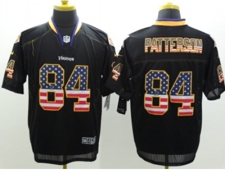 Nike Minnesota Vikings 84 Cordarrelle Patterson Black Elite USA Flag Fashion NFL Jersey