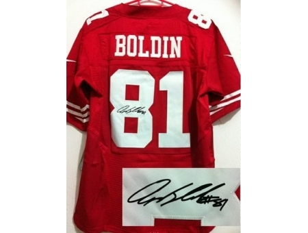 Nike San Francisco 49ers 81 Anquan Boldin Red Elite Signed NFL Jersey