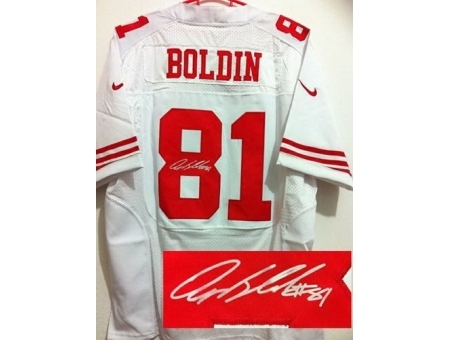 Nike San Francisco 49ers 81 Anquan Boldin White Elite Signed NFL Jersey