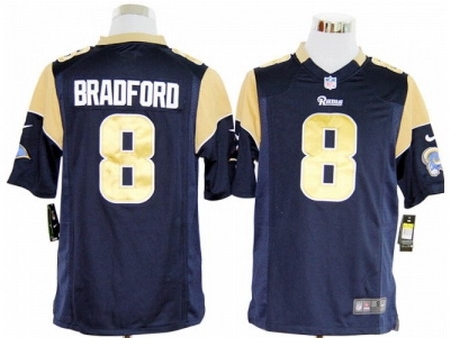 Nike St. Louis Rams 8 Sam Bradford Game Blue NFL Jersey