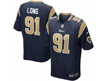 Nike St. Louis Rams 91 Chris Long Blue Game NFL Jersey