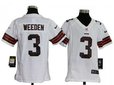 Nike Youth NFL Cleveland Browns #3 Brandon Weeden white Jerseys