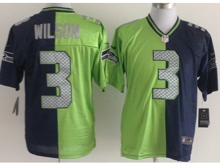 Nike Seattle Seahawks 3 Russell Wilson Blue Green Elite Split NFL Jersey