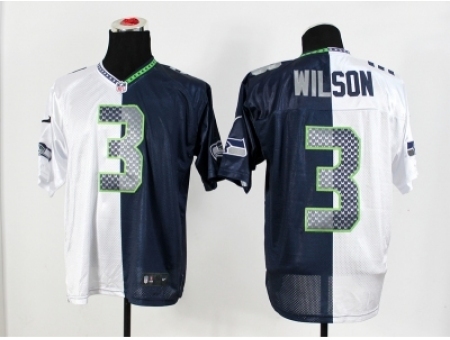 Nike Seattle Seahawks 3 Russell Wilson blue white Elite Splite NFL Jersey