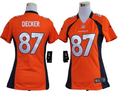 Women Nike Denver Broncos 87# Eric Decker Orange Nike NFL Jerseys