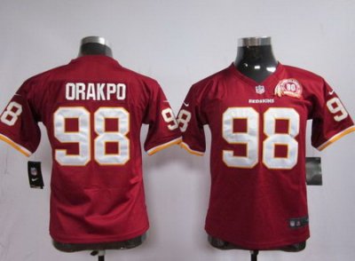 Youth Nike Washington Redskins 98# Brian Orakpo Red 80th Jerseys