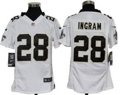 Youth Nike New Orleans Saints 28# Mark Ingram White Color Jersey