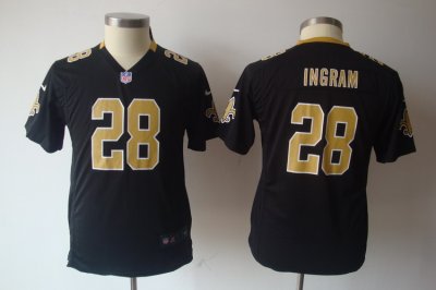 Youth Nike New Orleans Saints 28# Mark Ingram Black Color Jersey