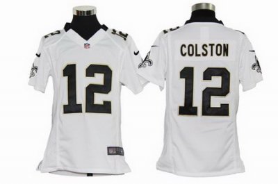 Youth Nike New Orleans Saints 12# Marques Colston Game Team White Color Jersey (S-XL)