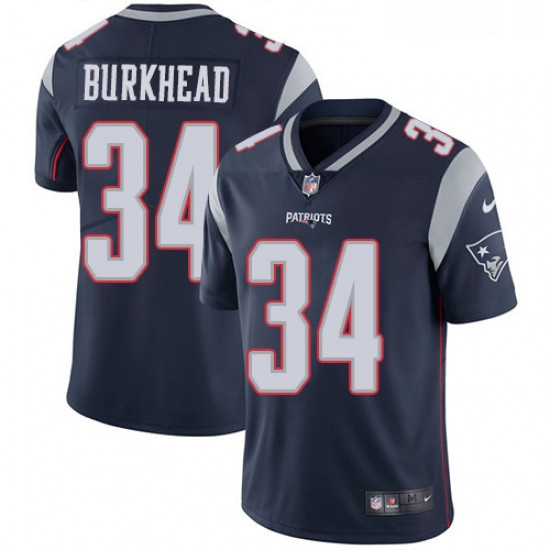 Mens Nike New England Patriots 34 Rex Burkhead Navy Blue Team Color Vapor Untouchable Limited Player