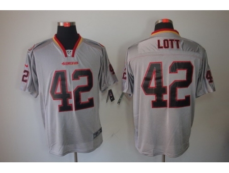 Nike San Francisco 49ers 42 Ronnie Lott Grey Elite Lights Out NFL Jersey