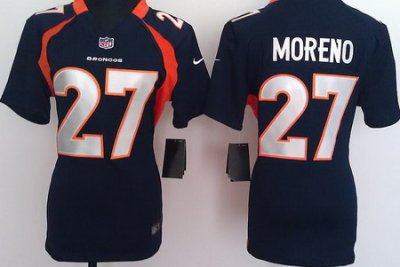 Women Nike Denver Broncos 27# Knowshon Moreno Blue Nike NFL Jerseys