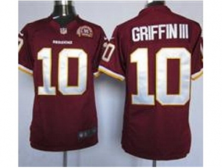 Nike Washington RedSkins 10 Robert Griffin III Red Game 80TH Patch NFL Jersey