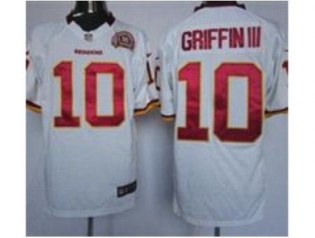 Nike Washington RedSkins 10 Robert Griffin III white Game 80TH Patch NFL Jersey