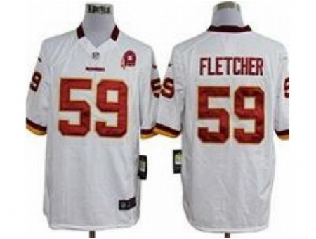 Nike Washington Redskins 59 London Fletcher White Game 80TH Patch NFL Jersey