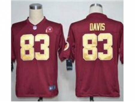 Nike Washington Redskins 83 Fred Davis Red Game Gold Number 80TH Patch NFL Jersey