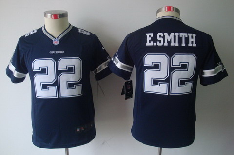 Youth Nike Dallas Cowboys 22 E.SMITH Blue Color Limited Jerseys