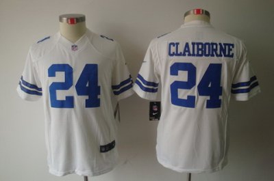 Youth Kids Dallas Cowboys #24 Morris Claiborne White Color Limited Jerseys