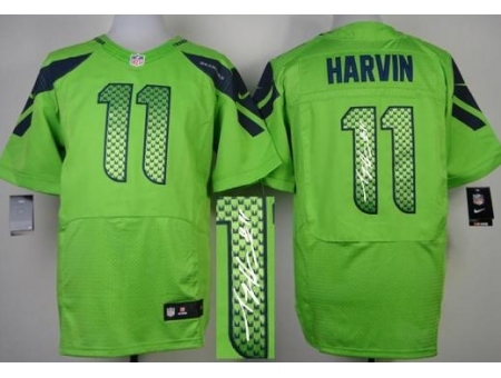 Nike Seattle Seahawks 11 Percy Harvin Green Elite Signed NFL Jersey