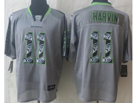 Nike Seattle Seahawks 11 Percy Harvin Grey Elite Lights Out Fashion NFL Jersey